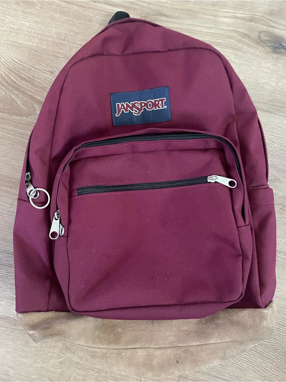 Jansport Burgundy Backpack with Suede Bottom